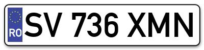 Placuta inmatriculare numar auto  SV-736-XMN, SV 736 XMN, SV736XMN