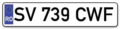 Placuta inmatriculare numar auto  SV-739-CWF, SV 739 CWF, SV739CWF