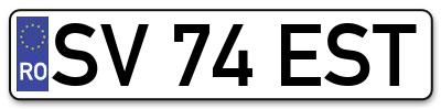 Placuta inmatriculare numar auto  SV-74-EST, SV 74 EST, SV74EST