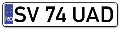 Placuta inmatriculare numar auto  SV-74-UAD, SV 74 UAD, SV74UAD