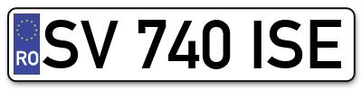 Placuta inmatriculare numar auto  SV-740-ISE, SV 740 ISE, SV740ISE