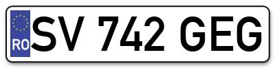 Placuta inmatriculare numar auto  SV-742-GEG, SV 742 GEG, SV742GEG