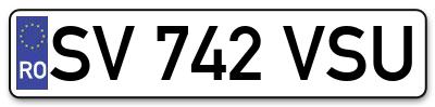 Placuta inmatriculare numar auto  SV-742-VSU, SV 742 VSU, SV742VSU