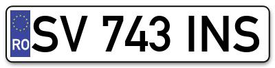 Placuta inmatriculare numar auto  SV-743-INS, SV 743 INS, SV743INS