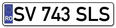 Placuta inmatriculare numar auto  SV-743-SLS, SV 743 SLS, SV743SLS