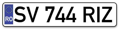 Placuta inmatriculare numar auto  SV-744-RIZ, SV 744 RIZ, SV744RIZ