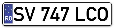 Placuta inmatriculare numar auto  SV-747-LCO, SV 747 LCO, SV747LCO