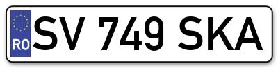 Placuta inmatriculare numar auto  SV-749-SKA, SV 749 SKA, SV749SKA
