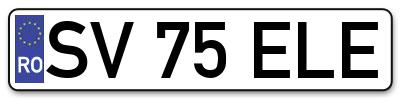Placuta inmatriculare numar auto  SV-75-ELE, SV 75 ELE, SV75ELE