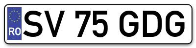 Placuta inmatriculare numar auto  SV-75-GDG, SV 75 GDG, SV75GDG