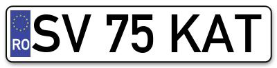 Placuta inmatriculare numar auto  SV-75-KAT, SV 75 KAT, SV75KAT