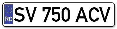 Placuta inmatriculare numar auto  SV-750-ACV, SV 750 ACV, SV750ACV