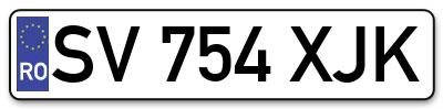 Placuta inmatriculare numar auto  SV-754-XJK, SV 754 XJK, SV754XJK
