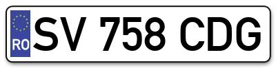 Placuta inmatriculare numar auto  SV-758-CDG, SV 758 CDG, SV758CDG