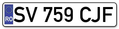 Placuta inmatriculare numar auto  SV-759-CJF, SV 759 CJF, SV759CJF