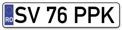 Placuta inmatriculare numar auto  SV-76-PPK, SV 76 PPK, SV76PPK