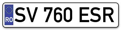 Placuta inmatriculare numar auto  SV-760-ESR, SV 760 ESR, SV760ESR