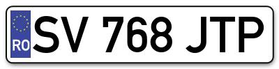 Placuta inmatriculare numar auto  SV-768-JTP, SV 768 JTP, SV768JTP