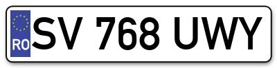 Placuta inmatriculare numar auto  SV-768-UWY, SV 768 UWY, SV768UWY