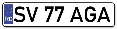 Placuta inmatriculare numar auto  SV-77-AGA, SV 77 AGA, SV77AGA