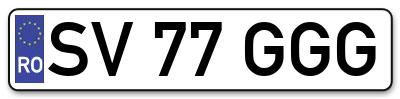 Placuta inmatriculare numar auto  SV-77-GGG, SV 77 GGG, SV77GGG