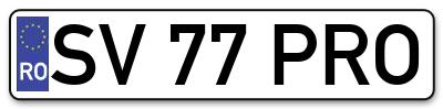 Placuta inmatriculare numar auto  SV-77-PRO, SV 77 PRO, SV77PRO