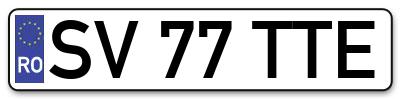 Placuta inmatriculare numar auto  SV-77-TTE, SV 77 TTE, SV77TTE