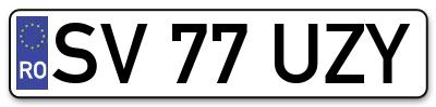 Placuta inmatriculare numar auto  SV-77-UZY, SV 77 UZY, SV77UZY