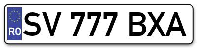 Placuta inmatriculare numar auto  SV-777-BXA, SV 777 BXA, SV777BXA