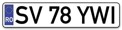 Placuta inmatriculare numar auto  SV-78-YWI, SV 78 YWI, SV78YWI