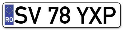 Placuta inmatriculare numar auto  SV-78-YXP, SV 78 YXP, SV78YXP