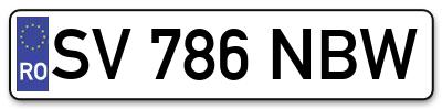 Placuta inmatriculare numar auto  SV-786-NBW, SV 786 NBW, SV786NBW