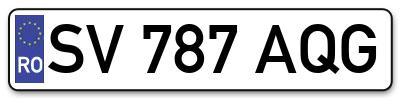 Placuta inmatriculare numar auto  SV-787-AQG, SV 787 AQG, SV787AQG