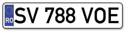 Placuta inmatriculare numar auto  SV-788-VOE, SV 788 VOE, SV788VOE