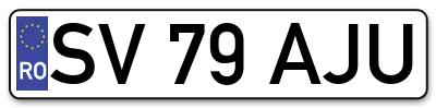 Placuta inmatriculare numar auto  SV-79-AJU, SV 79 AJU, SV79AJU