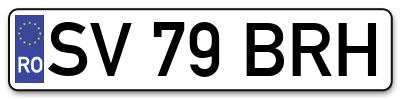 Placuta inmatriculare numar auto  SV-79-BRH, SV 79 BRH, SV79BRH