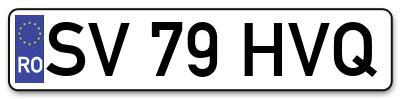 Placuta inmatriculare numar auto  SV-79-HVQ, SV 79 HVQ, SV79HVQ