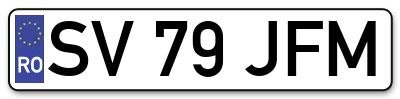 Placuta inmatriculare numar auto  SV-79-JFM, SV 79 JFM, SV79JFM