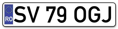Placuta inmatriculare numar auto  SV-79-OGJ, SV 79 OGJ, SV79OGJ