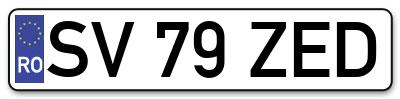 Placuta inmatriculare numar auto  SV-79-ZED, SV 79 ZED, SV79ZED