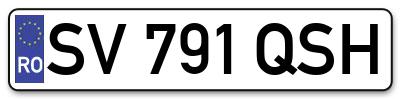 Placuta inmatriculare numar auto  SV-791-QSH, SV 791 QSH, SV791QSH
