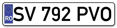 Placuta inmatriculare numar auto  SV-792-PVO, SV 792 PVO, SV792PVO