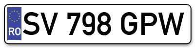 Placuta inmatriculare numar auto  SV-798-GPW, SV 798 GPW, SV798GPW