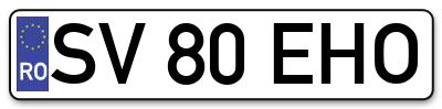 Placuta inmatriculare numar auto  SV-80-EHO, SV 80 EHO, SV80EHO