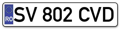 Placuta inmatriculare numar auto  SV-802-CVD, SV 802 CVD, SV802CVD