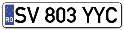 Placuta inmatriculare numar auto  SV-803-YYC, SV 803 YYC, SV803YYC