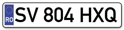 Placuta inmatriculare numar auto  SV-804-HXQ, SV 804 HXQ, SV804HXQ