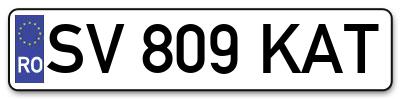 Placuta inmatriculare numar auto  SV-809-KAT, SV 809 KAT, SV809KAT