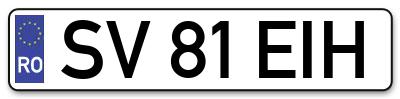 Placuta inmatriculare numar auto  SV-81-EIH, SV 81 EIH, SV81EIH