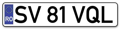 Placuta inmatriculare numar auto  SV-81-VQL, SV 81 VQL, SV81VQL
